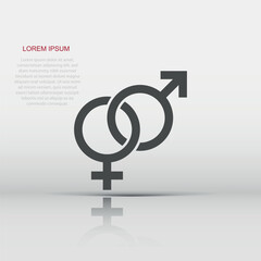 Vector gender icon in flat style. Men and women sign illustration pictogram. Sex business concept.