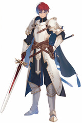 剣士の男性キャラクターの全身イラスト(AI generated image)