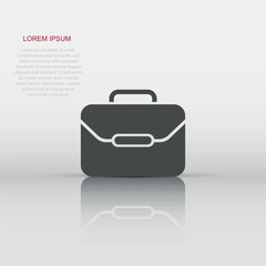 Vector suitcase icon in flat style. Luggage sign illustration pictogram. Bag business concept.