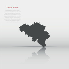 Vector Belgium map icon in flat style. Belgium sign illustration pictogram. Cartography map business concept.