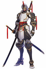 剣士の男性キャラクターの全身イラスト(AI generated image)