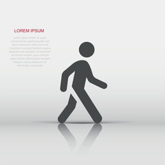 Vector walking man icon in flat style. People walk sign illustration pictogram. Pedestrian business concept.
