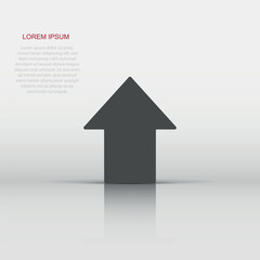Vector arrow up icon in flat style. Forward arrow sign illustration pictogram. Cursor business concept.