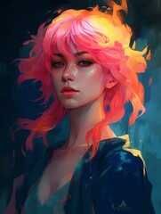Portraiot of female fictional character with red hair color, beautiful and stunning. Generative ai