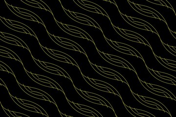 Obraz premium Gold wavy leafy lines on a black background