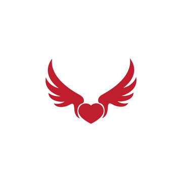 wings and heart vector illustration for icon,symbol or logo. wing logo template