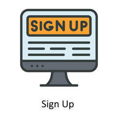 Sign Up  Vector  Fill outline Icons. Simple stock illustration stock