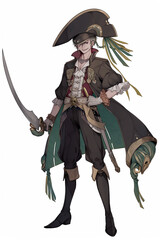 海賊の男性キャラクターの全身イラスト(AI generated image)