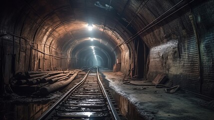 Underground sewer tunnel. Generative AI