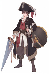 Obraz premium 海賊の男性キャラクターの全身イラスト(AI generated image)