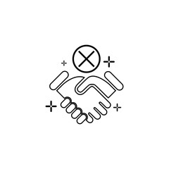 Virus transmission by handshake icon isolated on transparent background