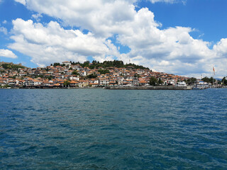 Fototapeta na wymiar Ohrid Lake in bright summer day, Macedonia
