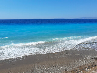 Fototapeta na wymiar turquoise sea color on Rhodes Island, Greece