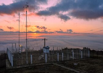 hill weather station at sunrise