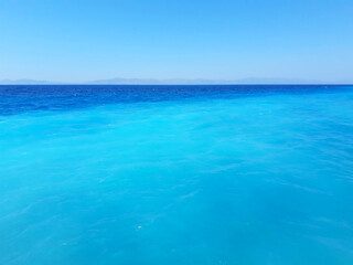 Fototapeta na wymiar turquoise sea color on Rhodes Island, Greece