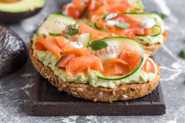Avocado on toast with smoked salmon 