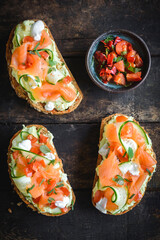Avocado on toast with smoked salmon 