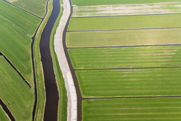 Canal and polder or re-claimed lands, North Holland, The Netherlands - obrazy, fototapety, plakaty