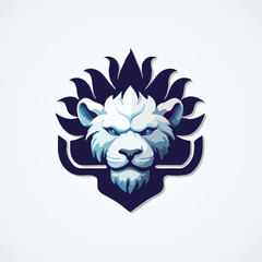 Lion head mascot logo template vector icon illustration. Lion blue head mascot logo design