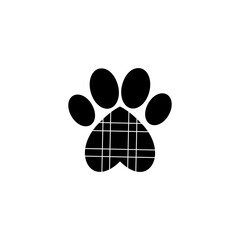 Dog paw print with heart inside icon isolated on transparent background