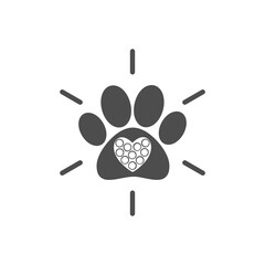 Dog paw print with heart inside icon isolated on transparent background