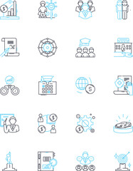 Strategic ideas linear icons set. Innovation, Planning, Vision, Analysis, Execution, Tactics, Creativity line vector and concept signs. Proactivity,Insight,Synergy outline illustrations