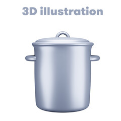 3d illustration of a stainless steel pot