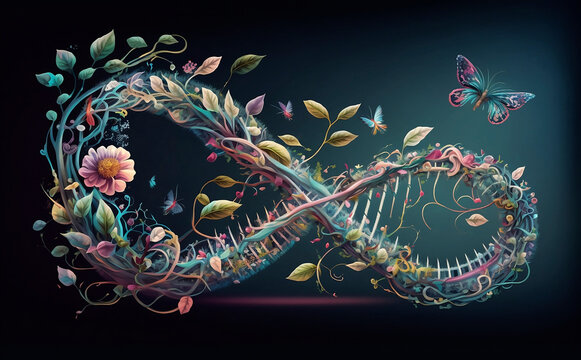 abstract spring, DNA. Illustration, Generative AI