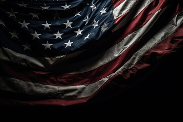 Beautiful wavy american flag, USA independence day, 4th of Jully. Generative Ai - obrazy, fototapety, plakaty