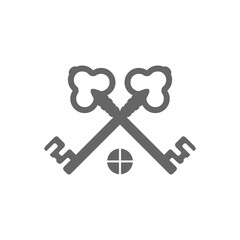 Two house keys logo icon isolated on transparent background
