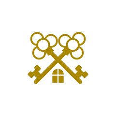 Two house keys logo icon isolated on transparent background