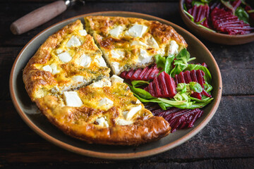 Goat’s cheese & caramelised onion frittata