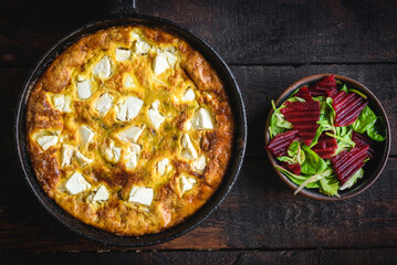 Goat’s cheese & caramelised onion frittata
