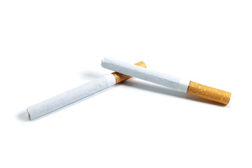Broken cigarette isolated on white, quit smoking concept
