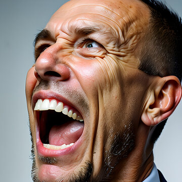 ai-generated, illustration of a very angry man yelling