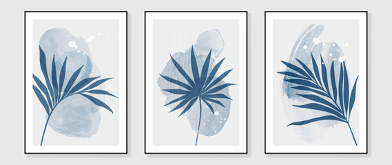 Fototapeta na wymiar Botanical wall art vector set. Water color boho foliage line art drawing with abstract shape. Abstract Plant Art design for print, cover, wallpaper, Minimal and natural wall art. 
