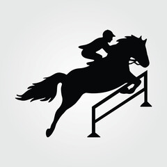 Horses Silhouette, Horse Racing, Horse Riding Equine Equestrian Race, Outline Horse Rider Vector Jockey Pony	