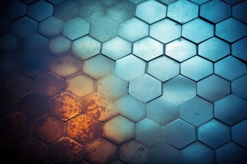 hexagonal pattern in orange and blue colors. Generative AI