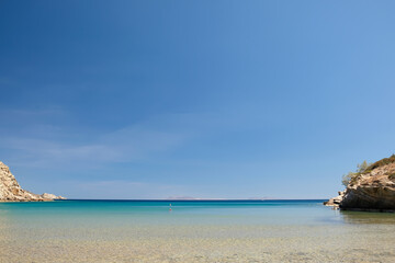 The stunning turquoise sandy beach of Kolitsani in Ios Cyclades Greece