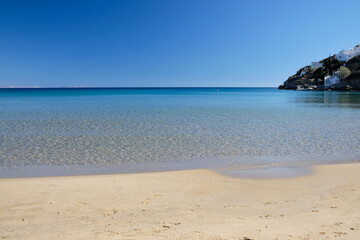 The stunning turquoise sandy beach of Kolitsani in Ios Cyclades Greece