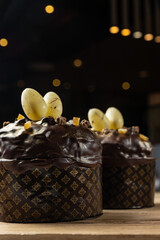 Easter cakes on a wooden table
