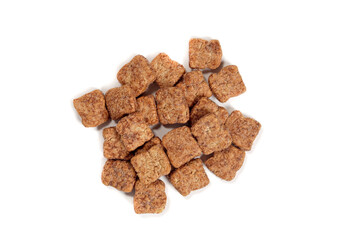 Chocolate corn snacks pads isolated on white