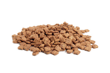 Chocolate corn snacks pads isolated on white