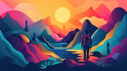 Fototapeta premium Digital Nomad: Intellectual metaphor model with well-arranged visual elements. Generative Ai