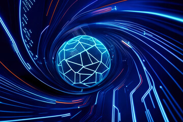 Artificial intelligence concept. Artificial Intelligence Computer Processor Unit. 3D illustration