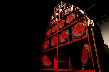 Reggae Sound System with several loudspeakers - obrazy, fototapety, plakaty
