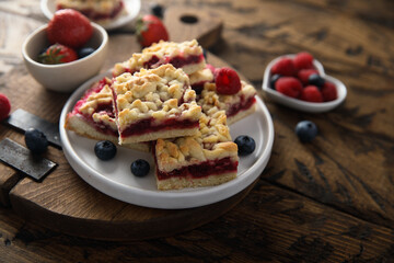 Homemade berry pie with streusel