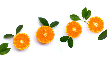 Orange fruits on white background. Citrus fruits low in calories, high in vitamin C and fiber