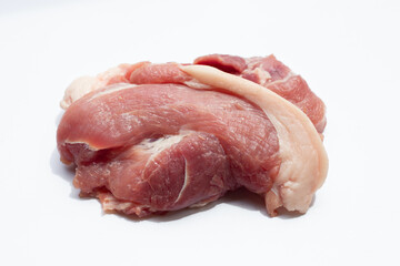 Pork meat on white background.