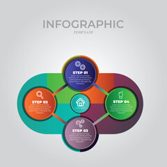 Obraz premium Four steps modern connecting infographic template vector illustration 